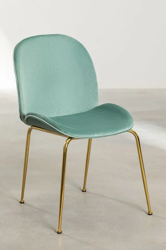 Pack de 4 sillas de comedor en terciopelo Pary Celadón – SKLUM
