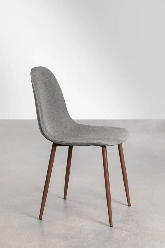 Pack de 4 Sillas de Comedor Glamm Madera Oscura Lino Gris Hormigón – SKLUM