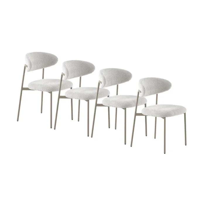 Pack de 4 sillas tapizadas en chenilla color blanco