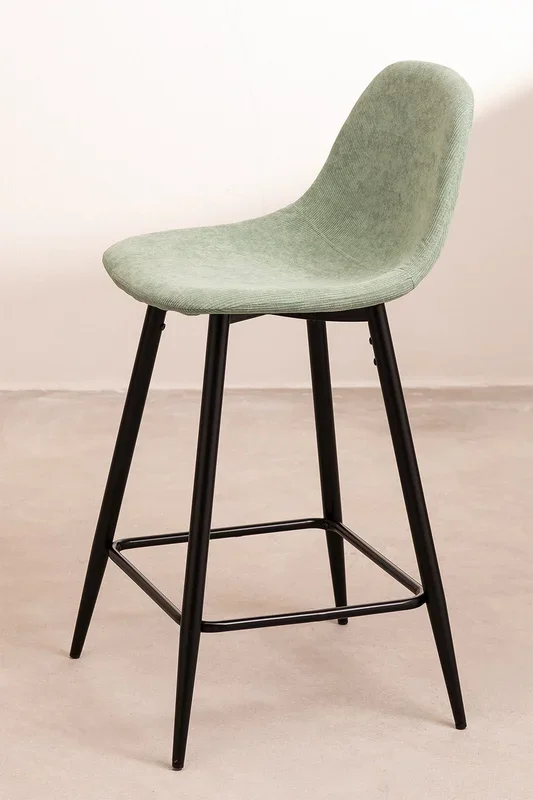 Pack de 4 Taburetes Altos en Pana Glamm ↑65 cm Verde Menta Negro – SKLUM