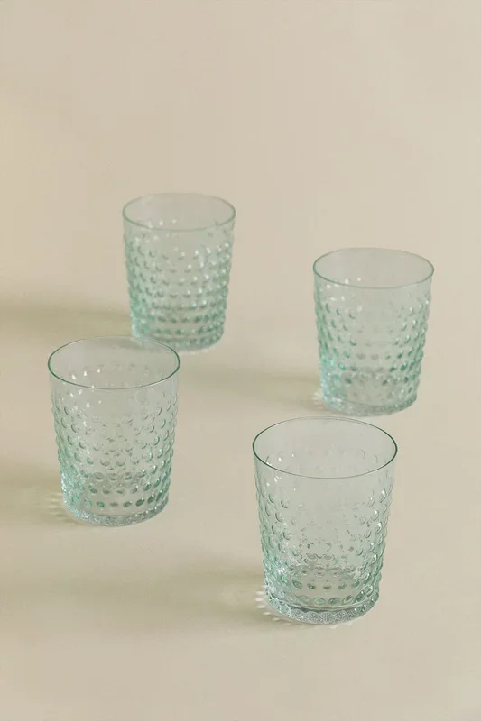 Pack de 4 Vasos de Vidrio 32 cl Ticris Verde Aguamarina – SKLUM