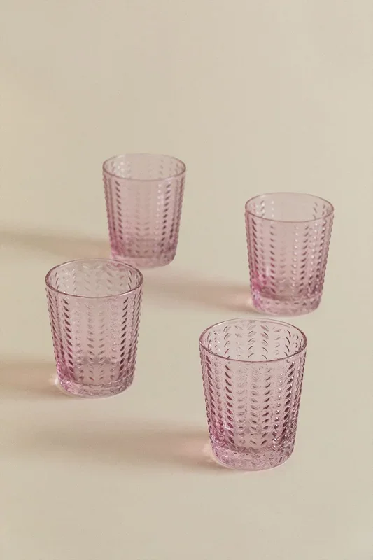 Pack de 4 Vasos en Vidrio 35 cl Cristi Rosa – SKLUM