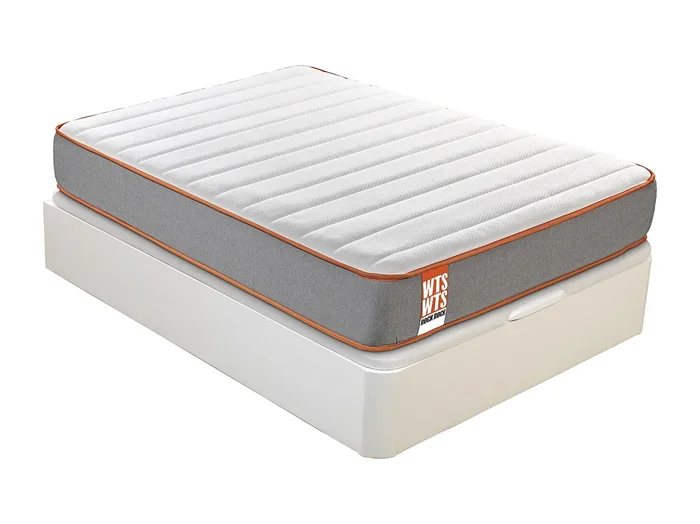 Pack ROCK What the Sleep, Colchón Sostenible HR Visco Soja Natural + Canapé Abatible Blanco Gran Capacidad, Entrega, Montaje y Retirada Usado 135×190