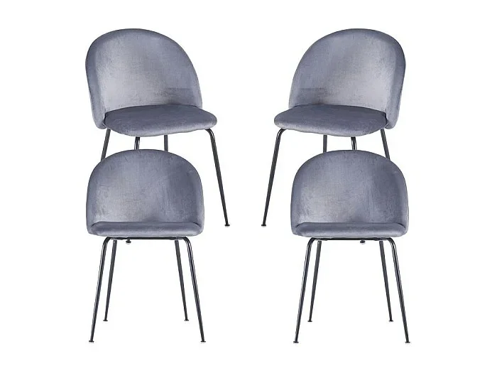 Packs Sillas Comedor – Pack 4 Sillas Black Dalnia Terciopelo – Gris oscuro