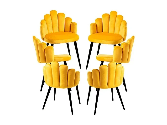 Packs Sillas Comedor – Pack 6 Sillas Hand Patas Negras Terciopelo – Amarillo
