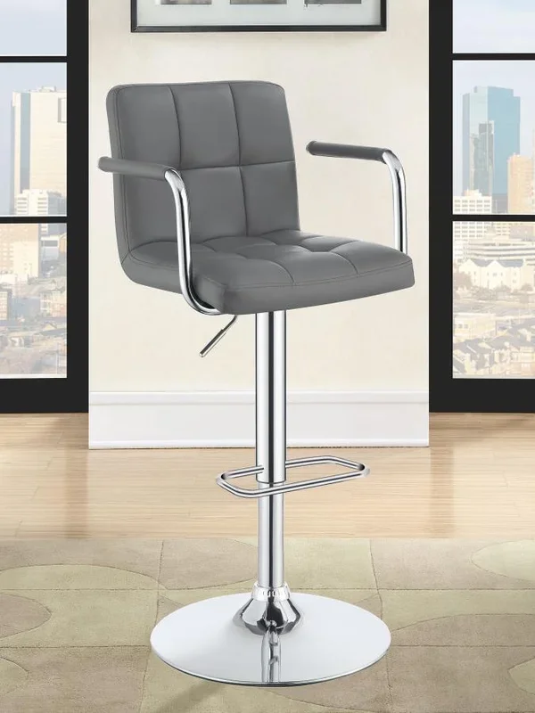 Palomar Gray/Chrome Adjustable Height Bar Stool
