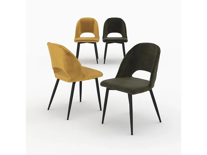 Paquete de 4 sillas de terciopelo amarillo y verde – Pénélope