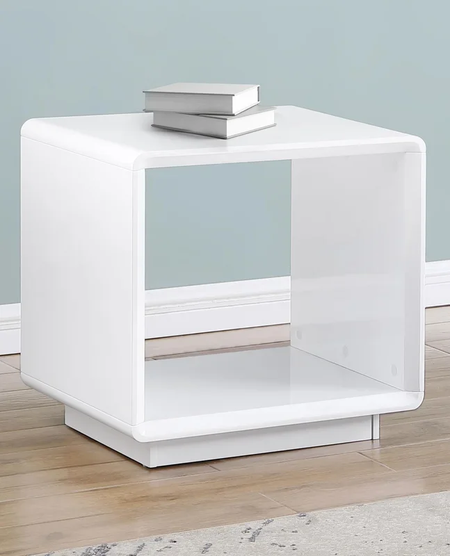Paseo White High Gloss Square End Table