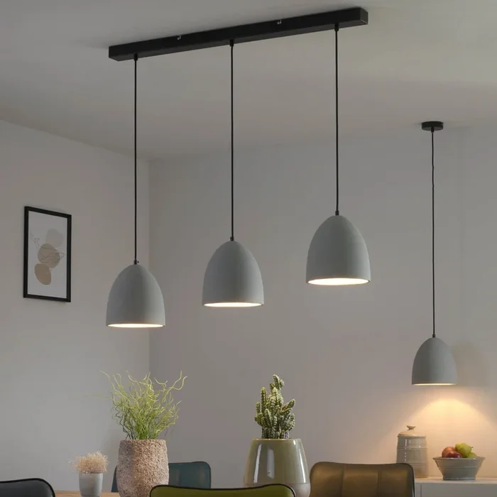 Paul Neuhaus lámpara colgante Eton, 3 luces, 100 cm, hormigón, G9