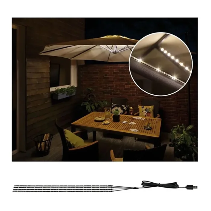 Paulmann 94208 – LED/1,8W Iluminación para sombrillas PARASOL 5V/USB 1,6m