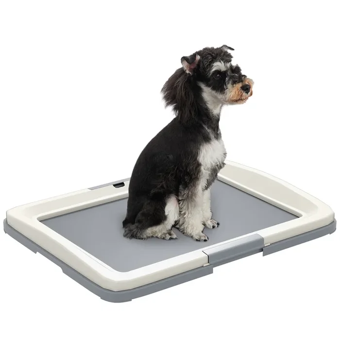 PawHut Inodoro para Perros Arenero para Perros con Bandeja para Entrenamiento de Cachorros en Exterior e Interior 63×48,5×6 cm Gris