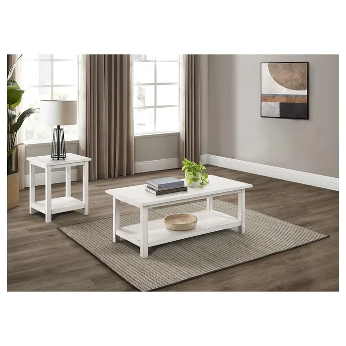 Payne Distressed White 2-Piece Coffee and End Table Set