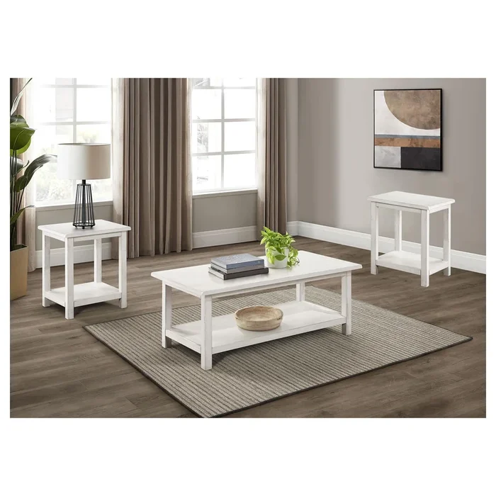 Payne Distressed White 3-Piece Coffee and End Table Set