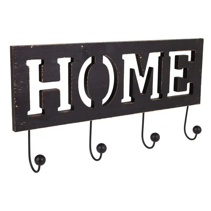 Percha de madera y metal negra 45x6x15