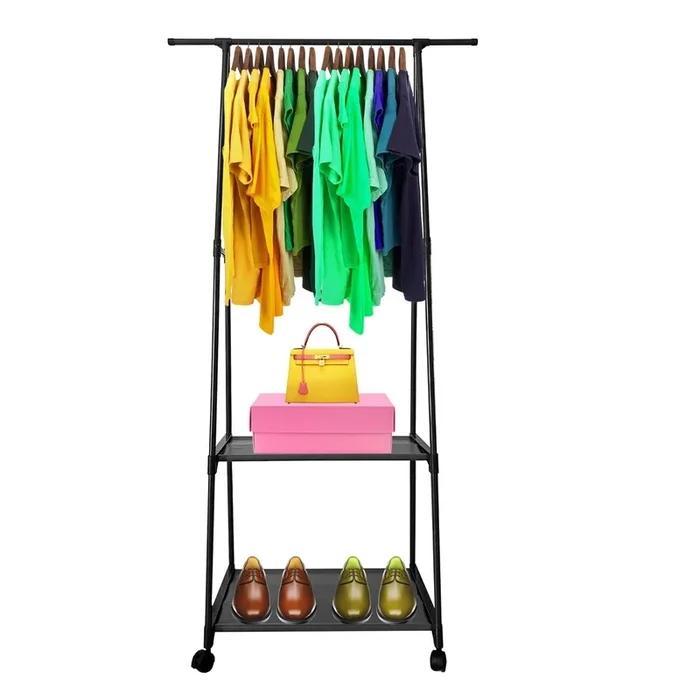 Perchero Burro Majestic Nyana Home 160x55x42 cm 3 baldas, 1 barra superior Negro