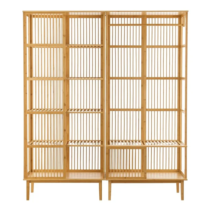 Perchero burro Vemb y Estantería Trundholm bambú 185 x 160 x 45 cm – Color natural [en.casa]