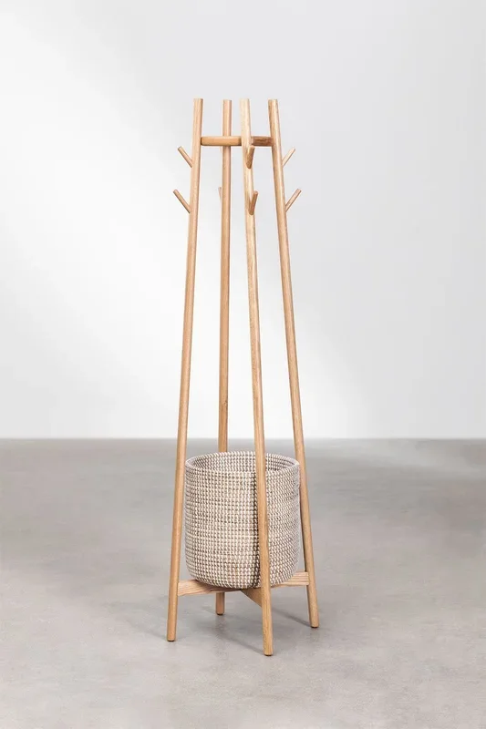 Perchero de Pie en Madera de Roble Maddie Madera Natural – SKLUM