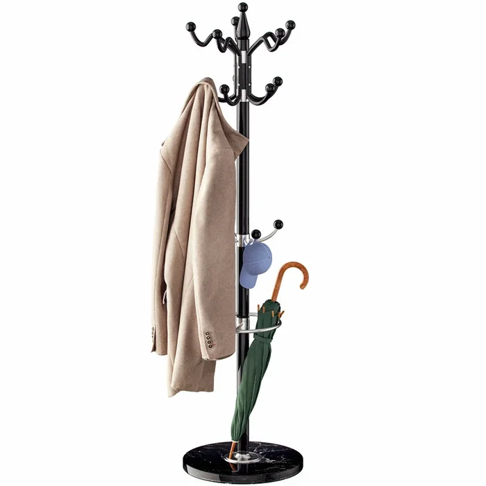 Perchero de pie negro 173cm giratorio 360°