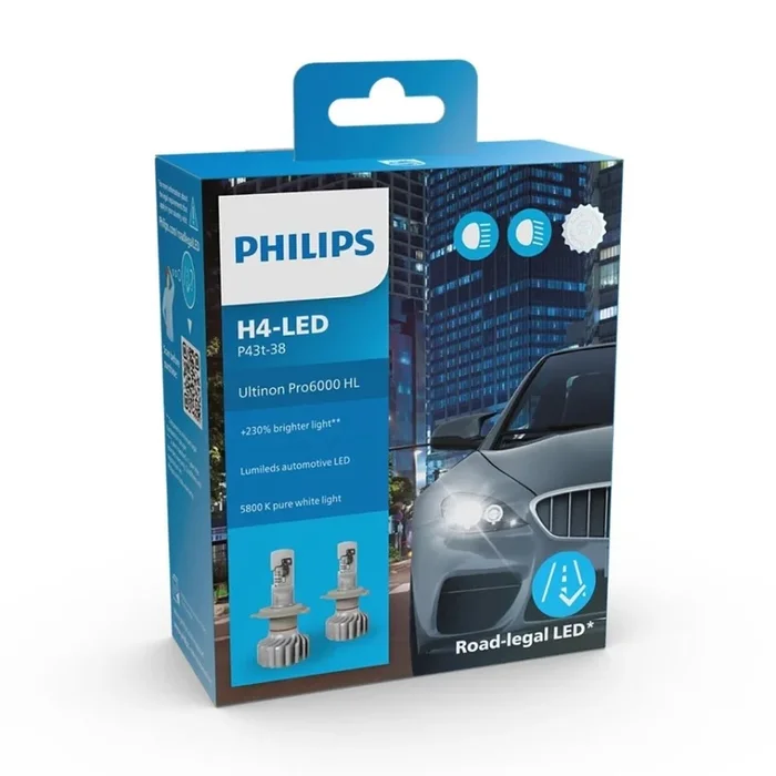 Philips 11342U6000X2 – SET 2x LED Bombilla para coche Ultinon Pro6000 H4 PX426d/18W/12V 5800K