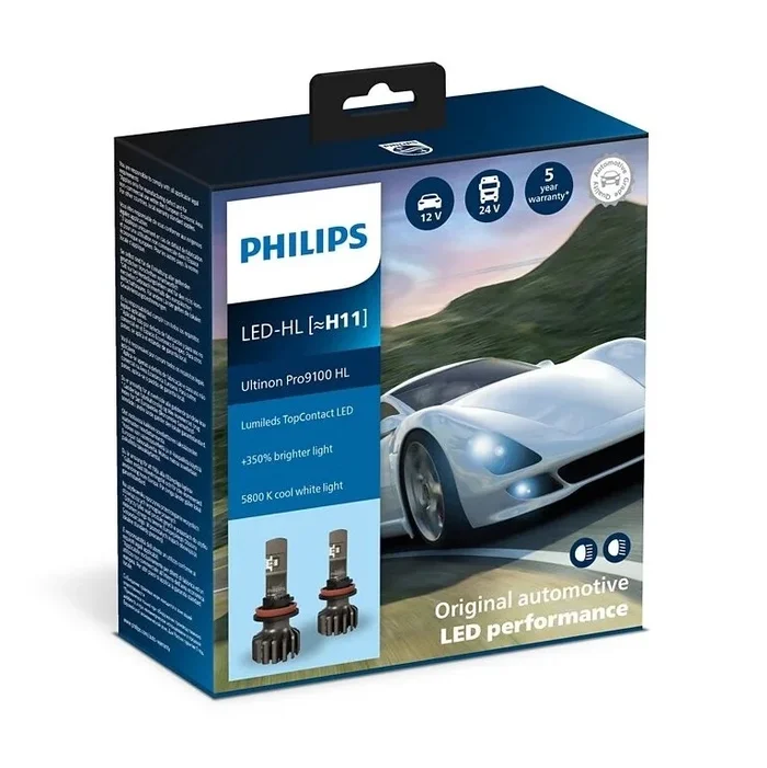 Philips 11362U91X2 – SET 2x LED Bombilla para coche Ultinon 9100 H11 PGJ19-2/13,2W/12/24V 5800K