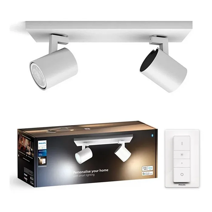 Philips – Foco LED regulable Hue RUNNER 2xGU10/4,2W/230V 2200-6500K + control remoto blanco