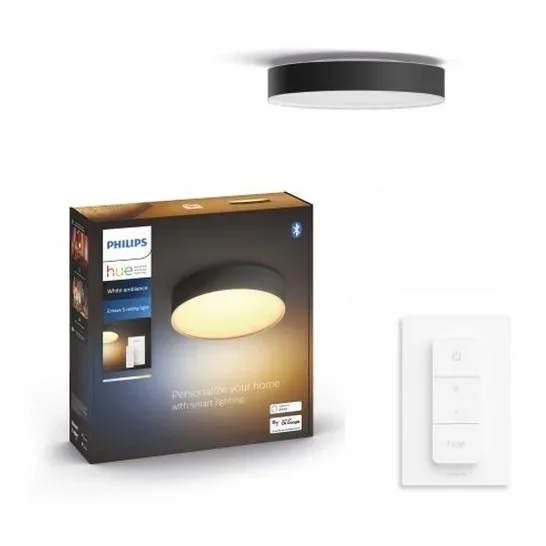Philips – Plafón LED regulable Hue LED/9,6W/230V 2200-6500K d. 261 mm negro + mando a distancia