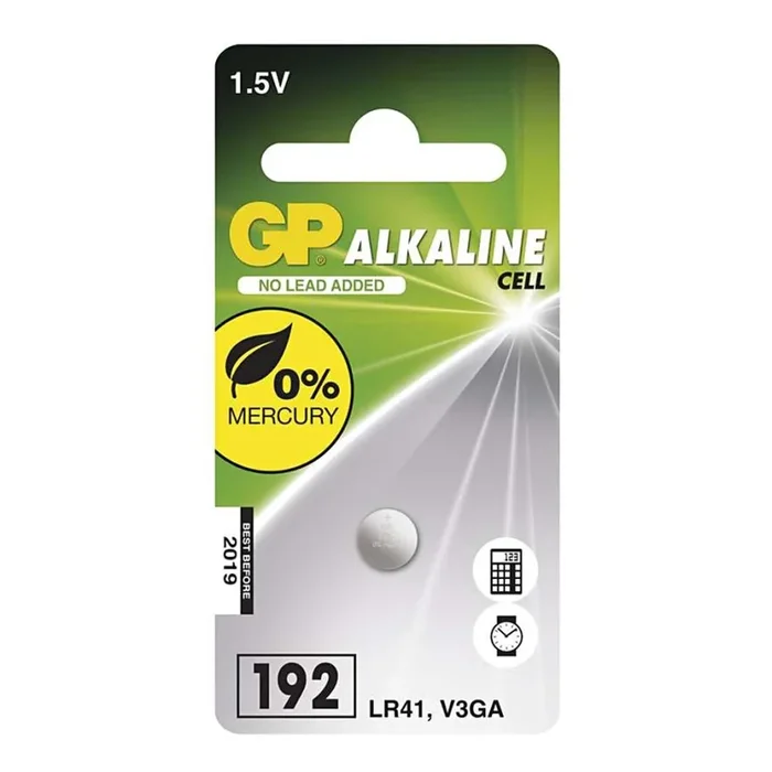 Pila alcalina botón LR41 GP ALKALINE 1,5V/24 mAh