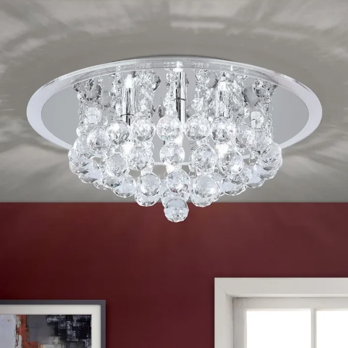 Plafón de cristal GLORIA 4xG9/40W/230V diá. 38 cm transparente/cromo brillante