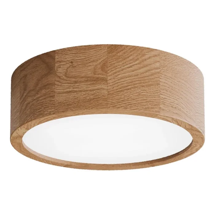 Plafón de techo para baño con sensor CLEO, 2xE27/24W/230V, diámetro 27,5 cm, IP54, acabado roble