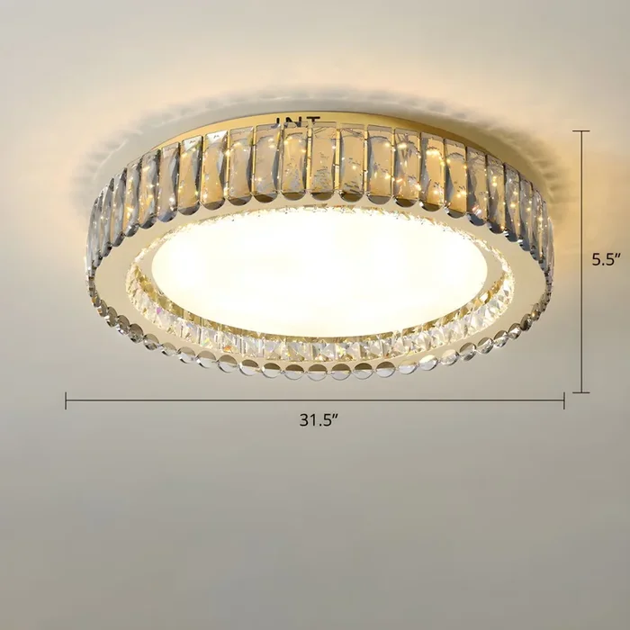 Plafón Empotrado LED de Bloques de Cristal Transparente Luminaria de Techo Contemporánea para Salón – 220 A 240 V Transparente 80,01 cm Redondo