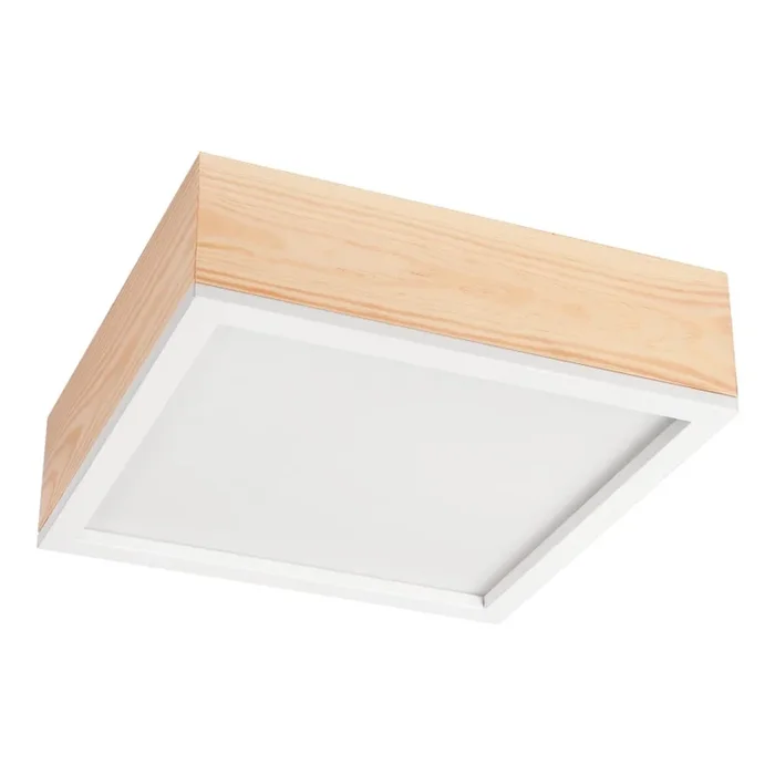 Plafón NATURAL SQUARE 2xE27/15W/230V 31×31 cm pino/blanco