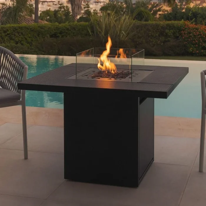 Planika – Chimenea de gas para exterior 79,7×90 cm 10kW 1xAAA negro + funda protectora