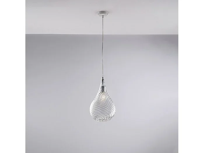 Pluvia Lámpara de suspensión de hierro con cristal pyrex transparente 1 luz 142 Ø20 BL264-S1-TR