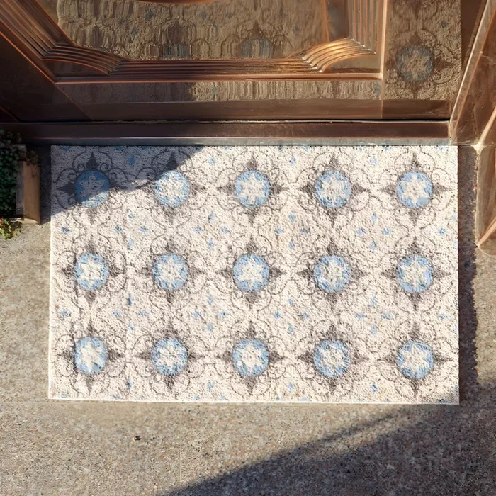 Polipropileno Alfombra Multicolor Marroquí Tapiz Antideslizante con Patrón de Azulejos para Interior – Gris 120 x 180 cm