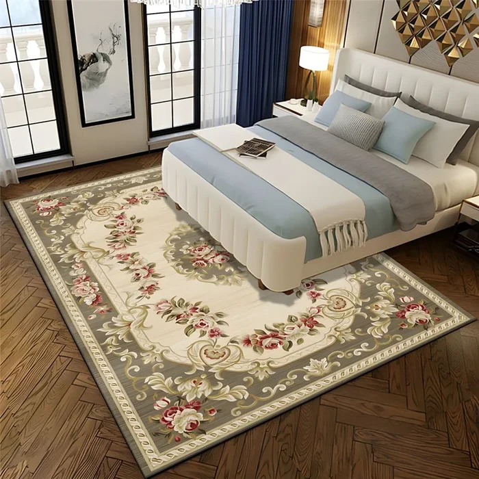Polipropileno Tapete Retro con Patrón de Flores Alfombra Multicolor Antideslizante para Salón – Gris-caqui 160 x 230 cm