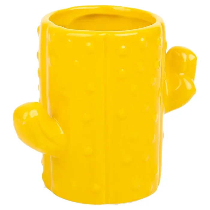 Porta lápices cactus de cerámica amarillo 13,5×7,8×11