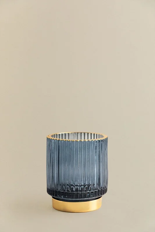 Portavelas en Vidrio July ↑8 cm Azul Niágara – SKLUM