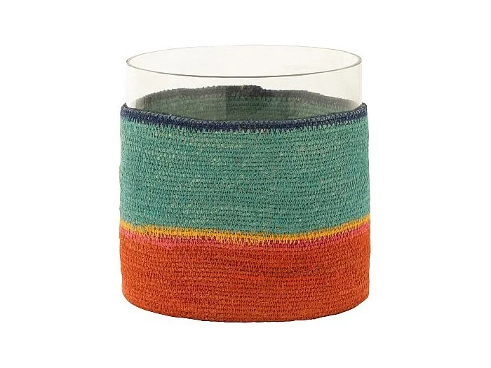 Portavelas redondo de vidrio multicolor 20x20x20 cm