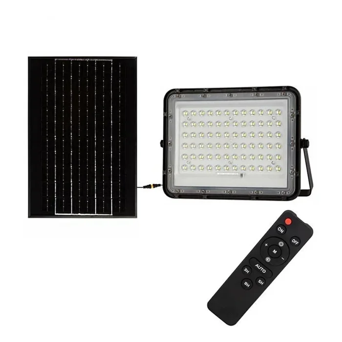 Proyector solar LED regulable para exteriores LED/15W/3,2V IP65 4000K 12000 mAh negro + mando a distancia