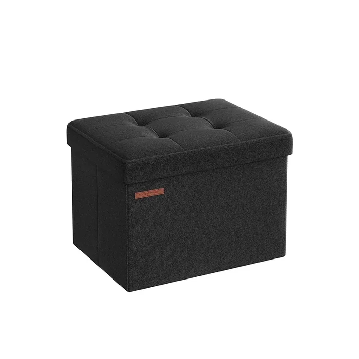 Puff Almacenaje 41 cm Negro Simple-SONGMICS