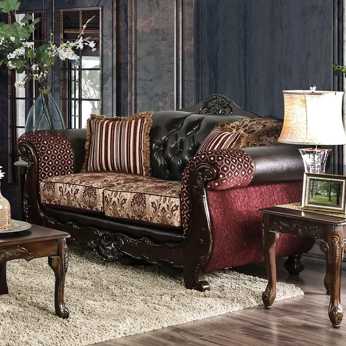 Quirino Burgundy/Dark Brown Loveseat