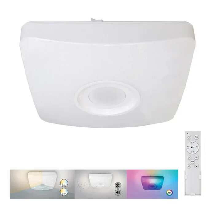 Rabalux – Lámpara de techo LED RGB regulable con altavoz LED/18W/230V 3000-6000K Bluetooth + mando a distancia