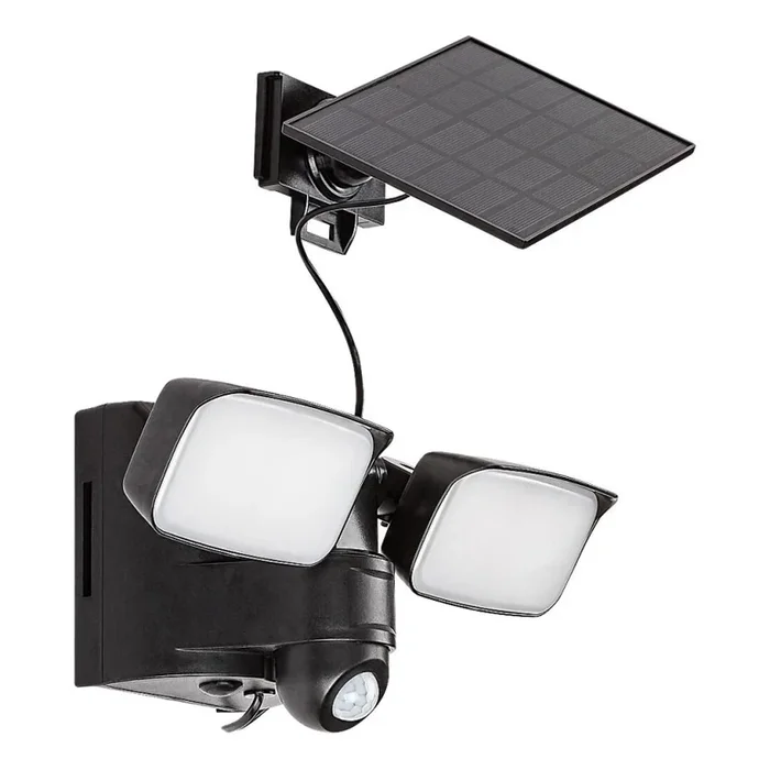 Rabalux – Lámpara solar LED de pared flexible con sensor y panel externo 2xLED/5W/3,7V IP54 negro 600 mAh