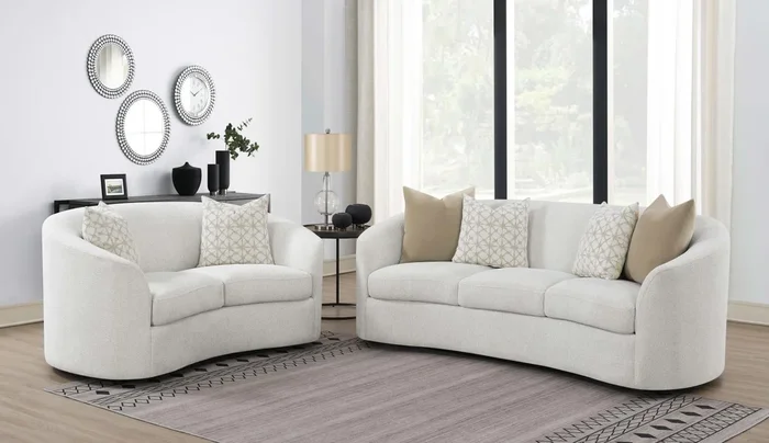 Rainn Latte 2-Piece Upholstered Tight Back Living Room Set