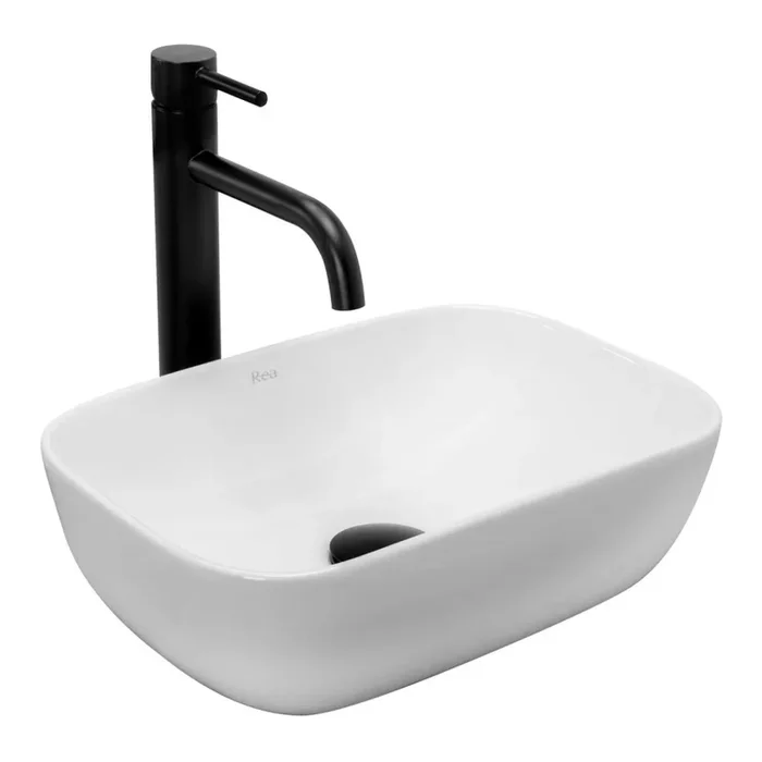 REA-U5667 – Lavabo sobre encimera BELINDA MINI 25 x 36 cm, cerámica, acabado blanco brillante