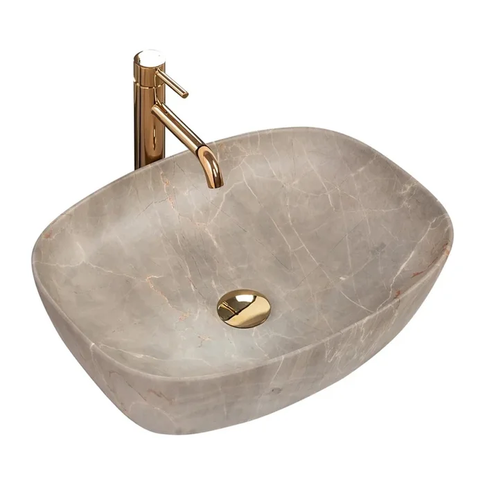 REA-U6647 – Lavabo sobre encimera FREJA 39,5×51 cm cerámica/gris/efecto mármol