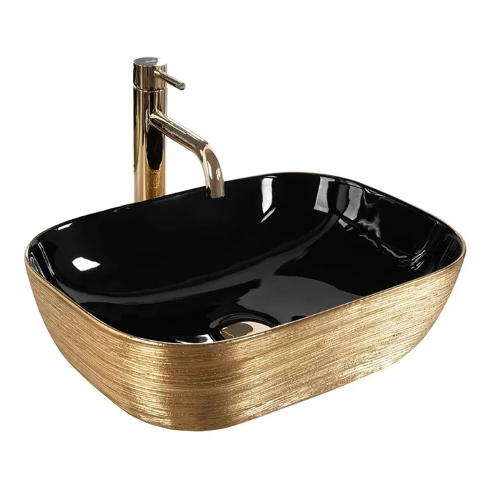 REA-U8780 – Lavabo sobre encimera BELINDA 33×46,5 cm cerámica/negro/dorado