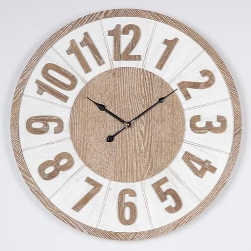 Reloj de pared 1xAA diá. 60 cm beige/blanco