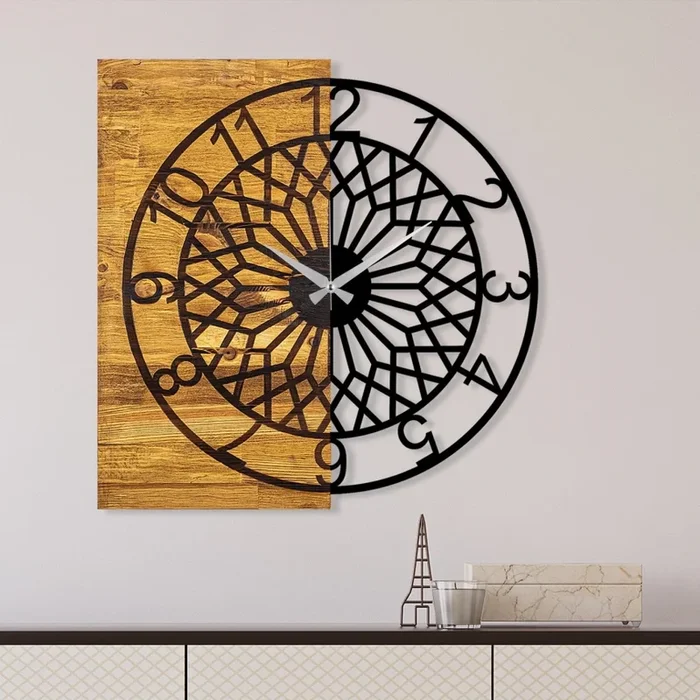Reloj de pared 57×58 cm 1xAA madera/metal