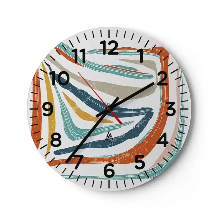 Reloj de pared – Reloj de vidrio – Abstracción sonriente y amistosa – 30×30 cm